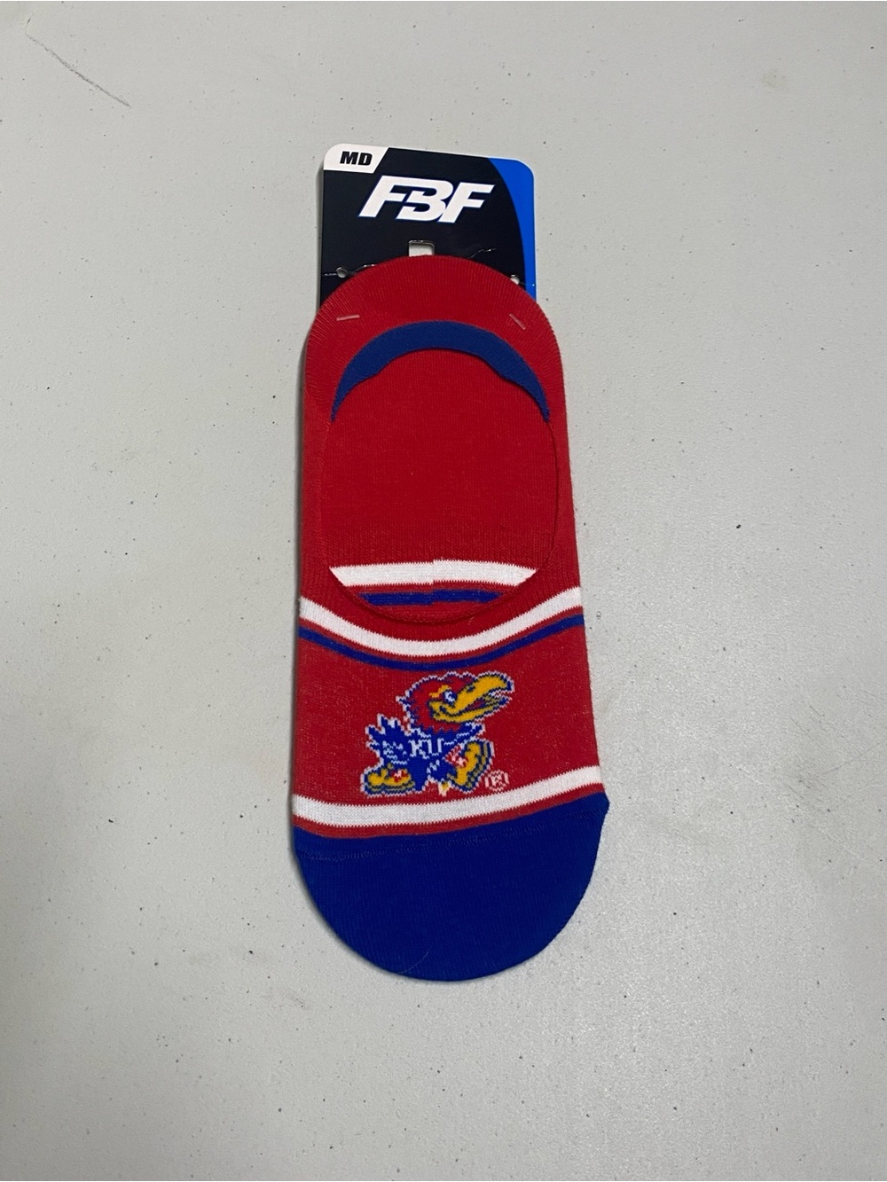 For Bare Feet Red and Blue Low-Cut No-Show Socks with Team Jayhawk Logo